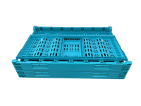 Caisse en plastique empilable robuste avec poignées, design ventilé et ajouré, caisse de rangement en plastique pliable