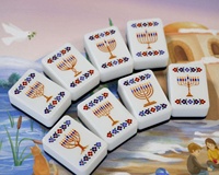 Juego de Mahjong de Lujo Estilo Judío, 2 Capas, Dos Tonos Blanco y Azul Marino, Acrílico Personalizado con Estrella, Portátil para 4 Jugadores, Entretenimiento