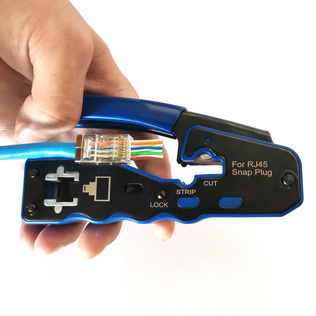 Network Cable Crimping Tool RJ45 & RJ11 RJ12 Multiple Usepass Through Crystal Head EZ Crimping Tool