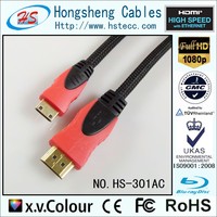 Câble HDTV en maille rouge de 15 mètres avec double noyau de ferrite, longueur complète pour ordinateur personnel