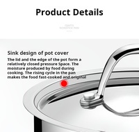 Casserole en acier inoxydable 304 à 5 plis, ustensile de cuisine moderne multifonctionnel pour lait pour bébé, soupe, pâtes, capacité de 2 L