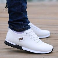 Chaussures basses en cuir PU de haute qualité, confortables, antidérapantes, respirantes, à lacets, style décontracté pour hommes