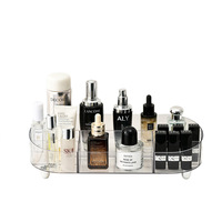 Boîte de rangement cosmétique multifonctionnelle en plastique transparent pour soins de la peau et bijoux, style simple et luxueux, avec compartiments, capacité 1L