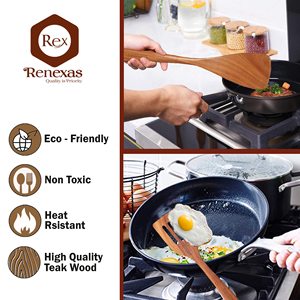 9-Piece tự nhiên bằng gỗ Tếch <span class=keywords><strong>Cookware</strong></span> Set không dính đồ dùng nhà bếp bao gồm súp thìa thìa cho cà phê trà bên nấu ăn - Product Image 4