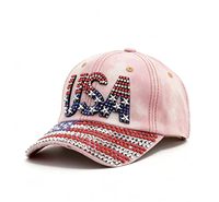 Casquette de baseball USA Letter Rhinestone Star, plusieurs couleurs disponibles, personnalisable