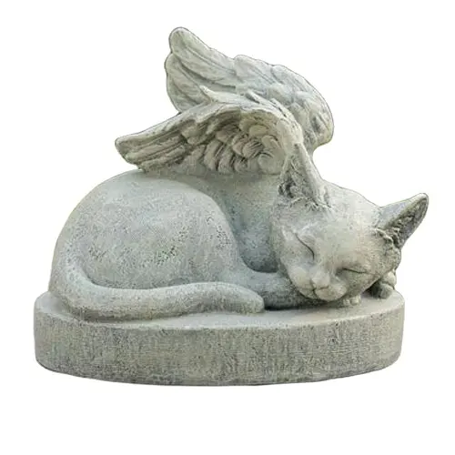 Figurina di gatto volante di scultura di pietra intagliata a mano del gatto della decorazione del giardino