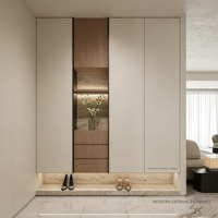 Meuble d'entrée moderne en bois sur mesure avec design modulaire, caractéristiques écologiques et gain de place pour villa et appartement