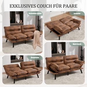 Set Divano Reclinabile Pieghevole in Pelle, Moderno a Due Posti, Ecologico e Durevole per Arredamento Soggiorno - Product Image 6