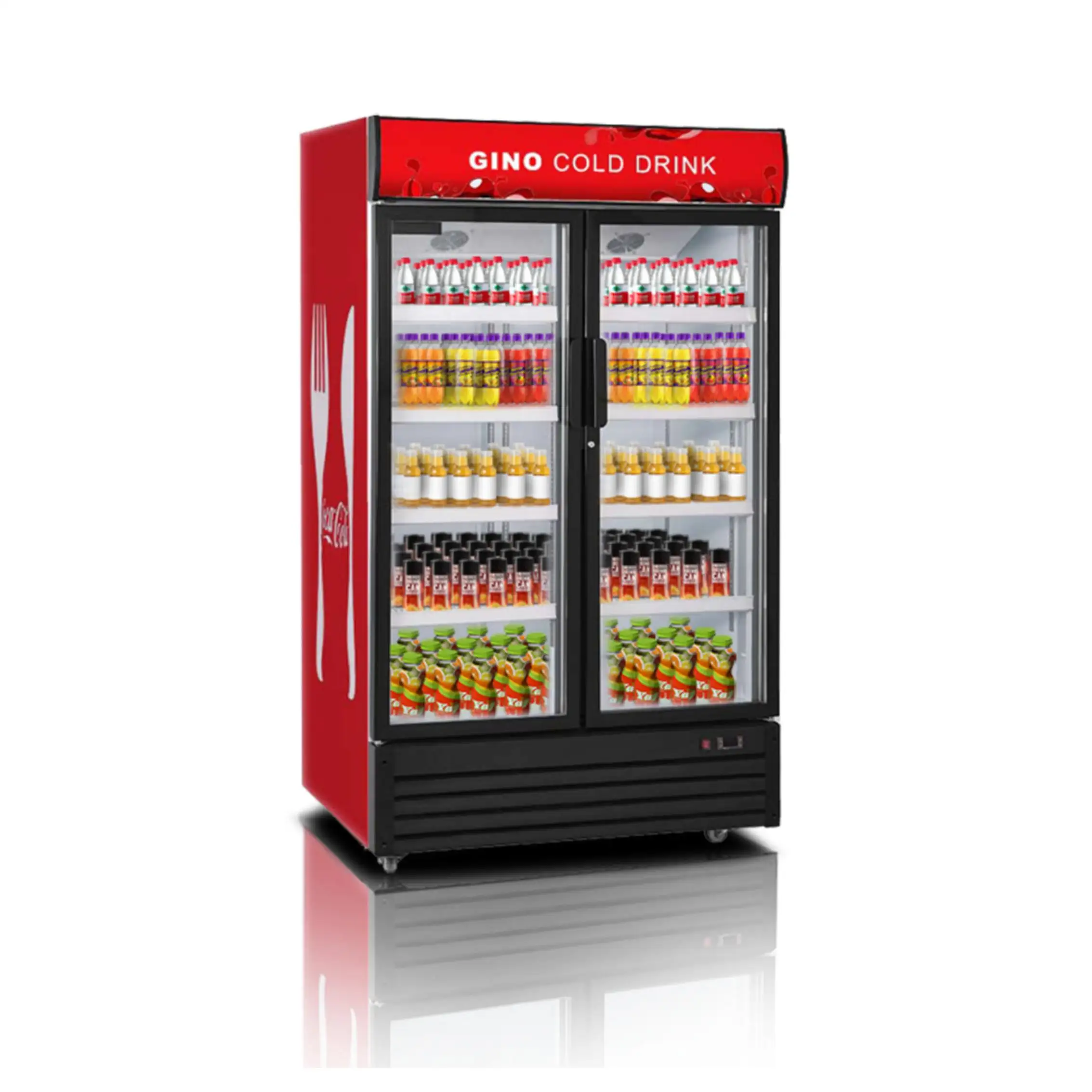 Ventilador resfriador de vidro, porta de vidro exibição upright, equipamento de refrigerador comercial, geladeira, bebidas
