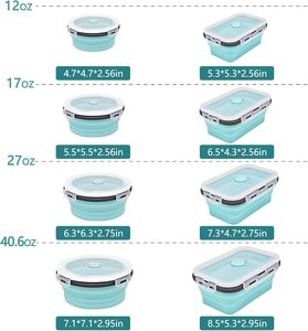 Lot de 4 boîtes alimentaires en silicone durables et pliables, boîtes à lunch en silicone pour enfants - Product Image 2