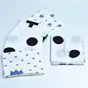 Dört parçalı set basit geometri beyaz premium dokuma dijital baskı organik baskılı pamuklu dikişli kumaş