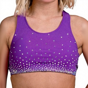 Women <b>Rhinestone</b> Sports Bra Scoop Neck Racerback Medium Support Fitness <b>Top</b> Sports Bra Solid Colors Breathable Print <b>Rhinestones</b> - Product Image 2