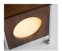 Table d'angle en bois de cerisier et noyer noir de style mid-century, lampe de sol mobile 2-en-1 avec abat-jour en papier
