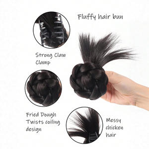 Py571 Perruque chignon en fibre haute température, noir naturel, brun foncé, brun clair, avec système de fixation Miss Hair Extension - Product Image 5
