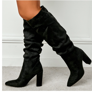 Suede Leather Western Style Botas De Tacon Fall Winter Knee High Fashion Woman <b>Boots</b> 2025 - Product Image 5