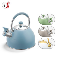 Bouilloire sifflante en acier inoxydable 2,5 L à fond multicouche, compatible induction, gaz et vitrocéramique, couleur personnalisable en usine, vente en gros