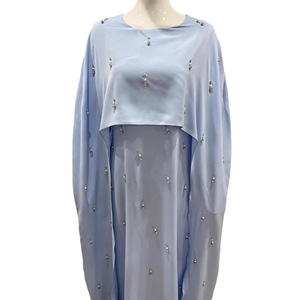 LEDUO Luxury Beaded embellishment Muslim Maxi Dress Long Sleeve Dubai style <b>Cape</b> Abaya - Product Image 3