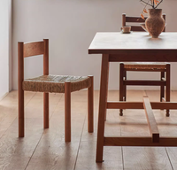 Chaise de salle à manger en bois massif avec cadre en bois et corde tressée pour la vente en gros de meubles de restaurant