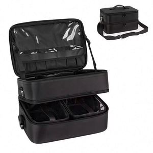 Free Sample Large Cosmetic Travel <b>Case</b> Double Layer Large <b>Makeup</b> Bag Waterproof <b>Makeup</b> Artist Storage Box - Product Image 1