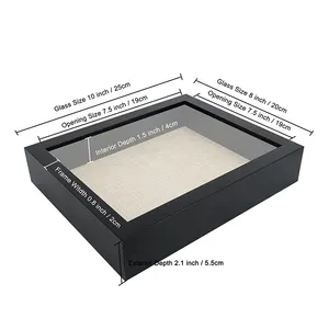 Commercio all'ingrosso Su Misura scatola di finestra 8 da 10 di legno profondo 3D da parete in acrilico scatola di ombra cornice
