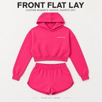 Ensemble personnalisé pour femme : sweat à capuche court à manches longues et short à taille élastique pour un usage quotidien décontracté