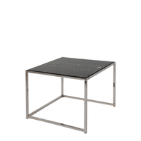 Table basse carrée moderne avec base en acier inoxydable, hauteur réglable, plateau en acier inoxydable noir pour la maison, le bureau, l'hôtel, décoration