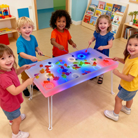 Table de Peinture au Sable Lumineuse à LED pour Enfants avec Contrôle Tactile et Pieds Pliables