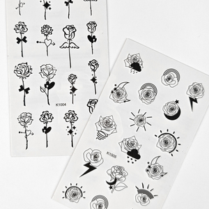 Tatouages temporaires en gros, petits motifs de roses noires, autocollants floraux imperméables pour le visage, le corps et les doigts, pour femmes, festivals et usage quotidien - Product Image 6