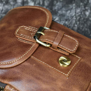 Bolso de Cintura para Hombre de Cuero Genuino Crazy Horse Vintage, Bolso Bandolera Multiusos para Exteriores con Cierre de Hebilla para Viajes de Ocio - Product Image 5