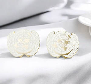 DFB102 707 Broches personnalisées en métal émaillé rigide, motifs Branche d'olivier et Terre, Thème Paix mondiale et Amour - Product Image 3