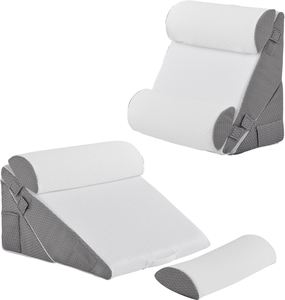 Coussin ergonomique multifonctionnel 2-en-1 en mousse à mémoire de forme tissée de qualité supérieure avec protection antibactérienne et soutien lombaire amovible - Product Image 1