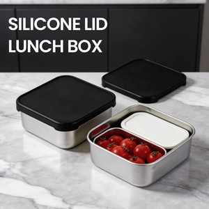 Boîte à lunch en acier inoxydable Lekfre, compatible micro-ondes, pour enfants et adultes, écologique, empilable et lavable au lave-vaisselle - Product Image 6