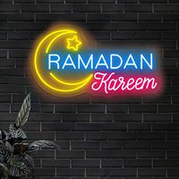 Enseigne néon en forme de croissant de lune Ramadan Kareem, bannière Eid Mubarak, enseigne néon LED, enseignes néon personnalisées, écran d'affichage électronique