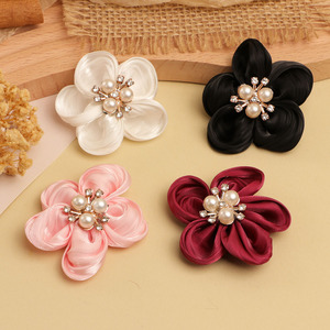 Accessoire de cheveux en tissu perlé à cinq pétales de style coréen, décoration de mariage pour vêtements, chaussures, sacs, artisanat DIY, bijoux - Product Image 3