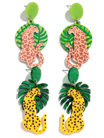 Boucles d'oreilles créatives géométriques en forme de feuille verte exagérée, boucles d'oreilles de fête, pendentif en forme de feuille de dos de tortue, pendentif léopard, boucles d'oreilles en acrylique pour femmes