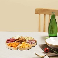 Plateau alimentaire en bambou Plateau en bois Plateau rotatif à 360 degrés pour les fêtes, les fêtes, les dîners en famille