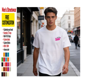 T-shirt court pour homme personnalisé avec imprimé de dessin animé, col rond, ajusté, 100% coton, respirant, imperméable, anti-rides, antibactérien - Product Image 1