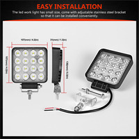 Barre lumineuse de travail LED 4 pouces 48W, projecteur rond carré 42W à faisceau large et concentré, lampe de travail pour voiture tout-terrain 4x4, barre LED 24V 12V