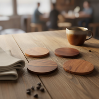 Sous-verre en bois style campagnard, hêtre et noyer noir, tapis isolant pour café, avec logo gravé, design pastoral, modèle chinois
