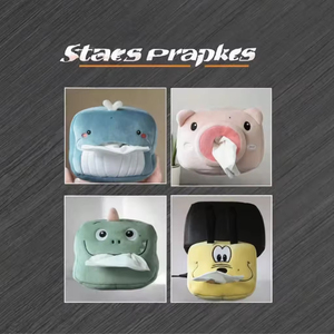 Decoraciones de animales de dibujos animados para coche, cajas de pañuelos de animales de dibujos animados para colgar en el respaldo del asiento y reposabrazos, accesorios para automóvil - Product Image 3