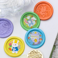 Tampon de cire thème Alice Wonderland Tête en laiton massif avec personnages de dessins animés Scène magique pour scellement fantastique