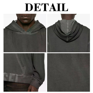 KingSen <b>Men's</b> 100% Cotton Winter Hoodie Acid Washed Printed Logo Lined Hooded <b>Pullover</b> Streetwear Boxy Fit 300g - Product Image 6