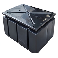 Bac flottant pour ponton de yacht Hisea Marine, rempli de mousse EPS, en PE LLDPE noir, avec charnière, 1200x800x550mm, 500kg/m, garantie 3 ans