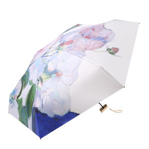 Nouveau design, impression couleur intégrale, parapluie de voyage pliable mini entièrement automatique, protection UV, pare-soleil, protection contre la pluie, compact - Product Image 3