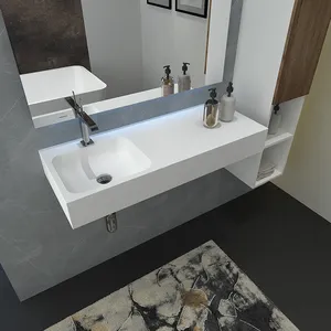 Fanwin-lavabo de lujo hecho a mano, lavabo de piedra artificial para Baño