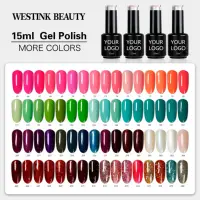 Westink Beauty Nail Art Supplies Oem Private Label Long Lasting 15ml Colors Gel Uv Lamp Soak Off Gel Nail Polish per il commercio all'ingrosso