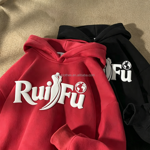 ผู้ผลิตเสื้อฮู้ดดี้พิมพ์ลายนูนโฟม 3 มิติ แบบโอเวอร์ไซส์ ผ้าฝ้ายหนานุ่ม สกรีนโลโก้ตามสั่ง สำหรับทั้งผู้ชายและผู้หญิง - Product Image 2