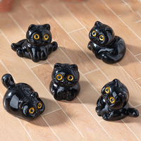 Figurines créatives en résine de chat noir miniature, ornements, breloques animaux minuscules, décorations de paysage, accessoires DIY