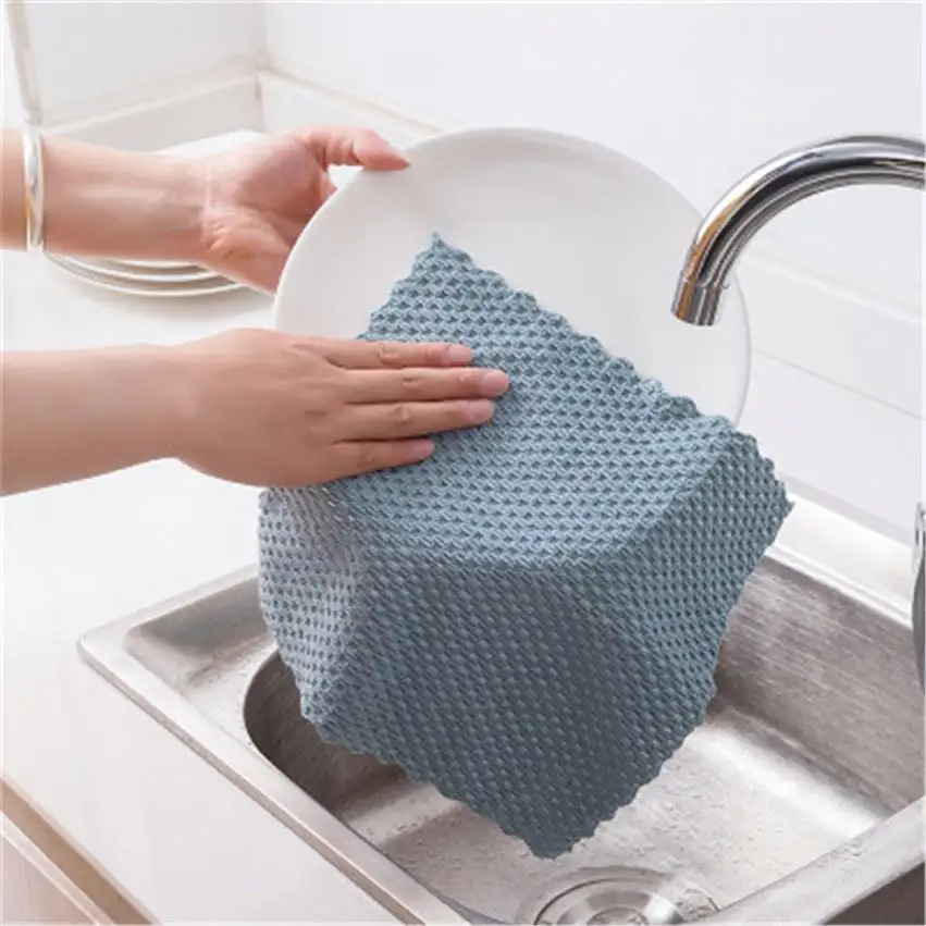 K1029 Home Kitchen Cleaning Towel Kitchen Anti-grease Wiping Rags Efficient Absorbent Microfiber Washing Dish Cleaning Cloth