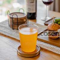 Vente chaude Sous-verres ronds en acacia avec liège En bois Gravé Dessous de verre en acacia naturel Parfait Drink Mat & Pad